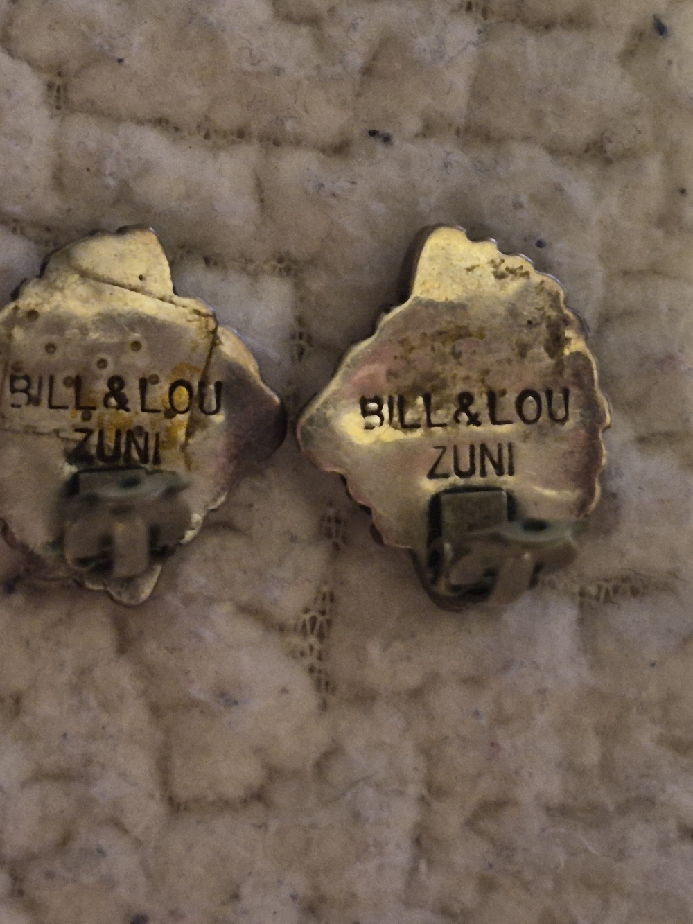 Vintage Bill & Lou Laweka Zuni Sterling Turquoise Earrings - Picture 3 of 6